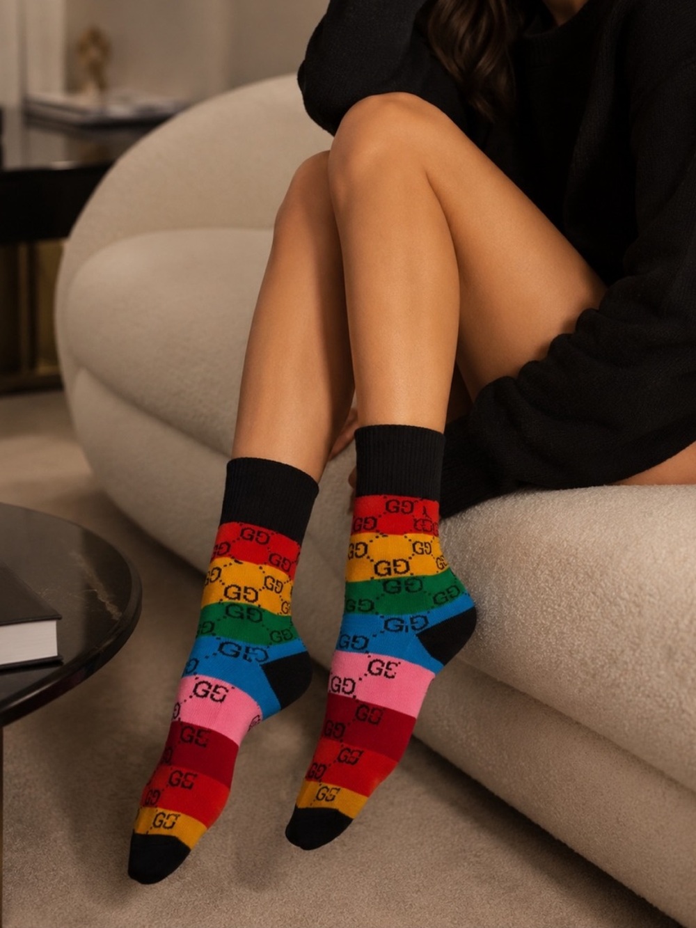 Gucci Rainbow GG Stripe Crew Socks - Multicolor